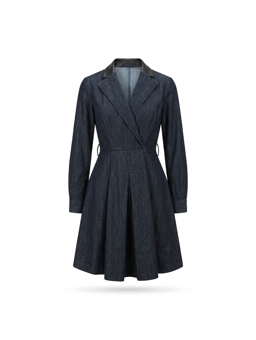 Ralph Lauren Dark Denim Dress with Leather Collar